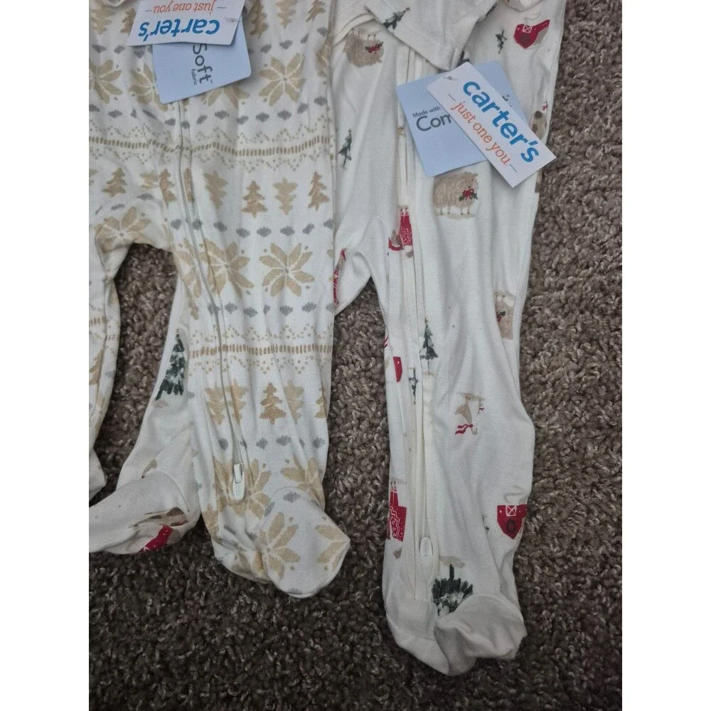 Comfy soft bamboo footies size 9 months holiday prints